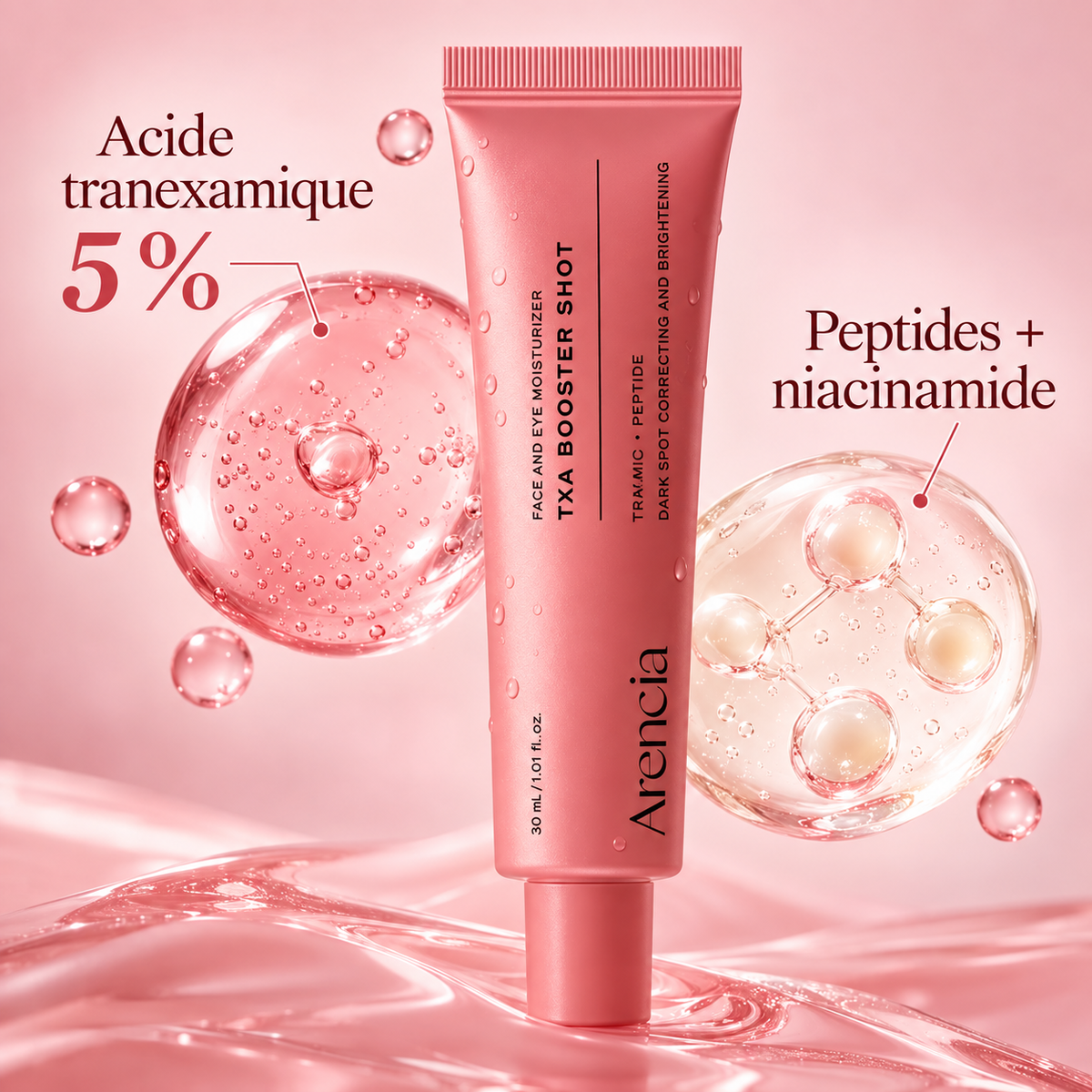 Arencia TXA Booster Shot – Soin éclat anti-taches à l’acide tranexamique 5 % et aux peptides, 30 ml