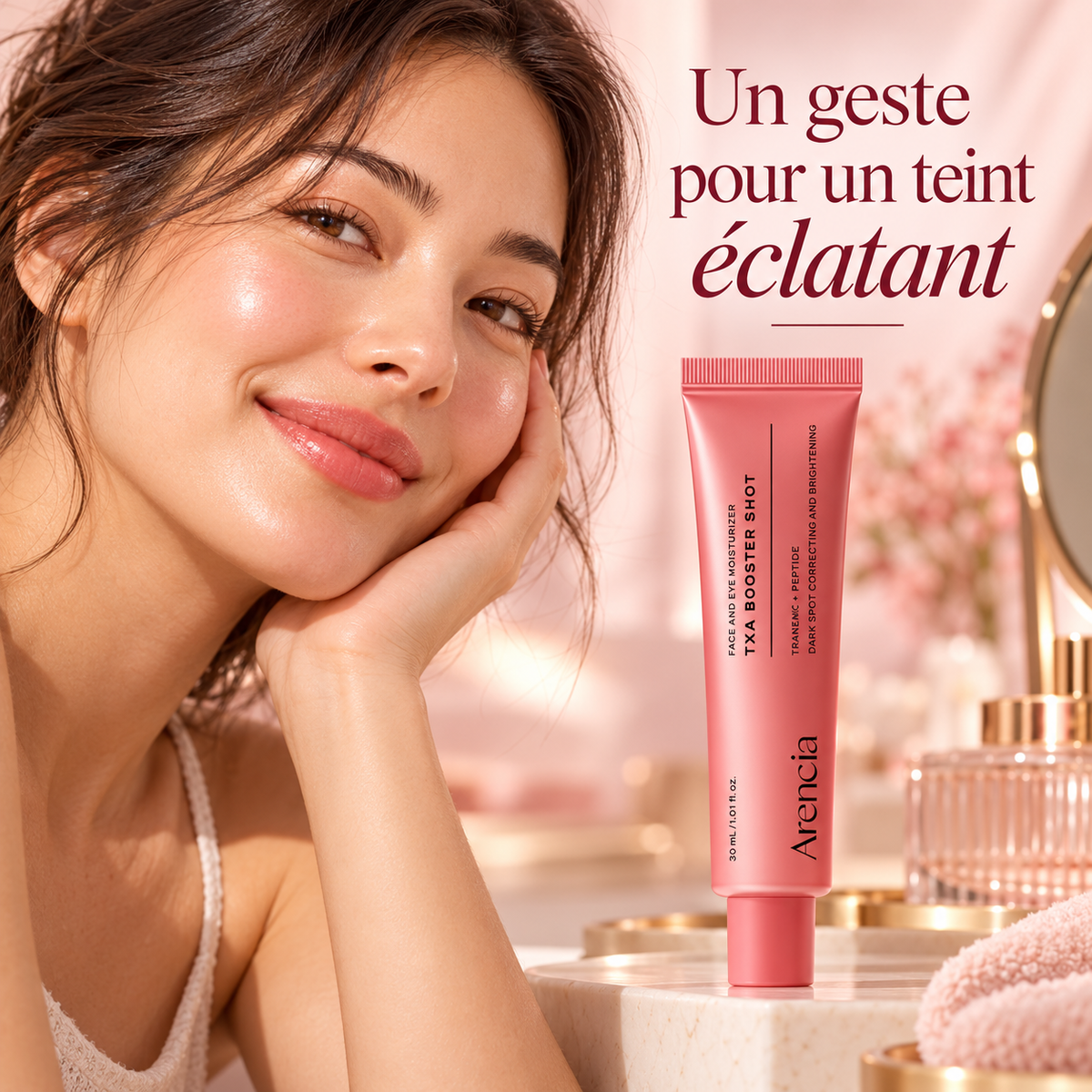Arencia TXA Booster Shot – Soin éclat anti-taches à l’acide tranexamique 5 % et aux peptides, 30 ml