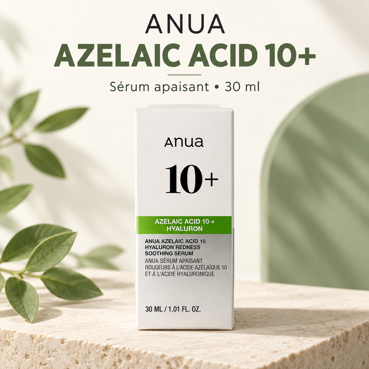 Anua Azelaic Acid 10+ Hyaluron – Sérum apaisant anti-rougeurs, 30 ml