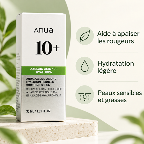 Anua Azelaic Acid 10+ Hyaluron – Sérum apaisant anti-rougeurs, 30 ml