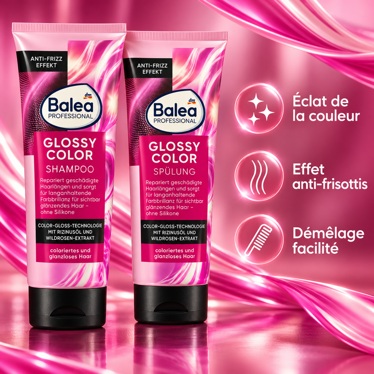 Pack Balea Professional Glossy Color – Shampooing 250 ml + Après-shampooing 200 ml